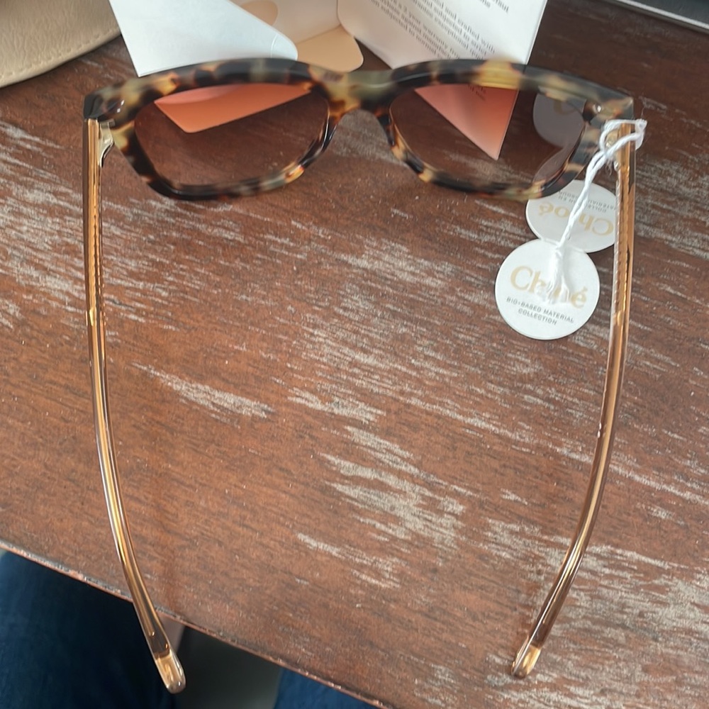 Chloe NWT CH0079S 001 Havana brown sunglasses with suede logo case and paperwork - Picture 14 of 16